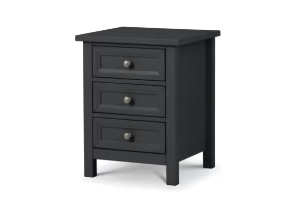 Maine Anthracite Three Drawer Bedside